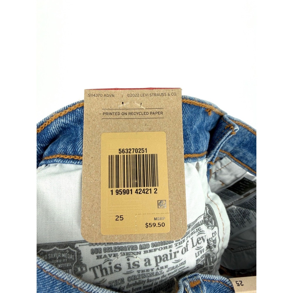 NEW Levis 501 Original High Rise Distressed Button Fly Denim Shorts Blue W25 - Picture 4 of 13